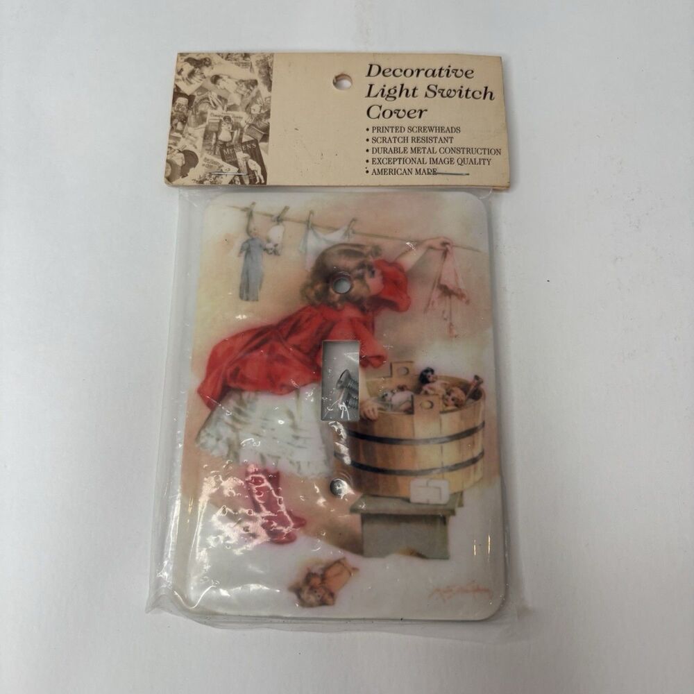 Vintage 1996 Desperate Enterprises Laundry Wash Day Light Switch Plate NOS USA